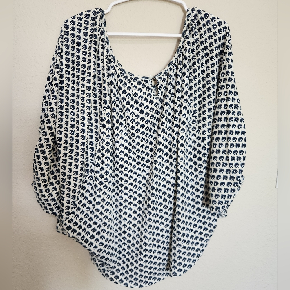 Lucky Brand John Robshaw Printed Boho Blouse Top Size XS Cotton - Picture 3 of 4